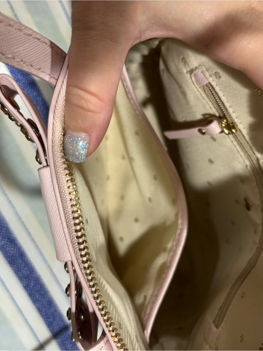 kate spade Pale Pink Studded Bow Crossbody Satchel